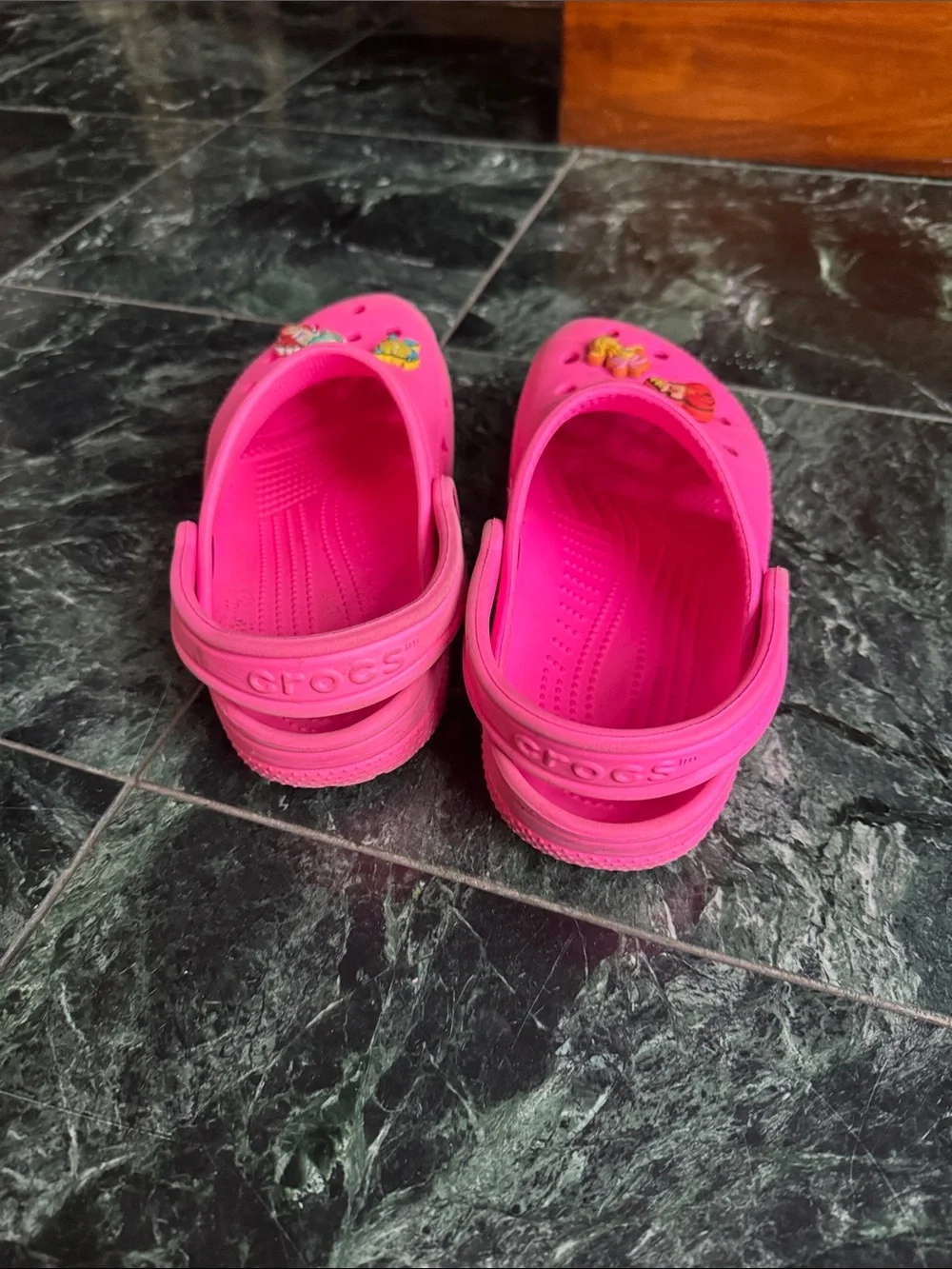 CROCS Hot Pink Slip-On Clogs with Character Jibbitz aerial